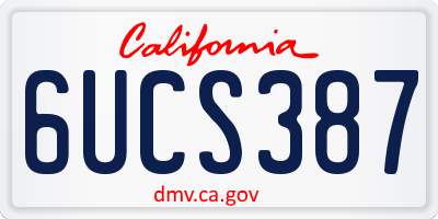 CA license plate 6UCS387