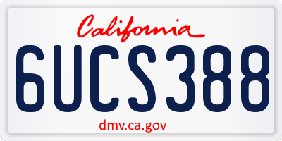 CA license plate 6UCS388