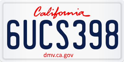 CA license plate 6UCS398