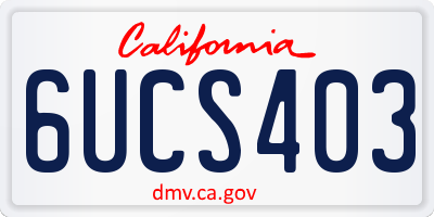 CA license plate 6UCS403