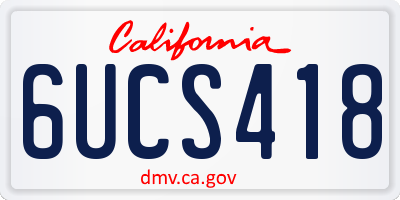 CA license plate 6UCS418