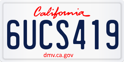 CA license plate 6UCS419