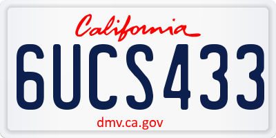 CA license plate 6UCS433