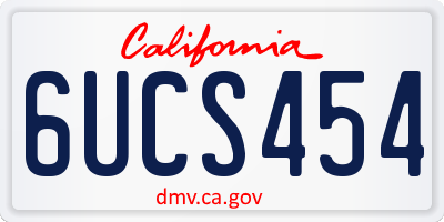 CA license plate 6UCS454
