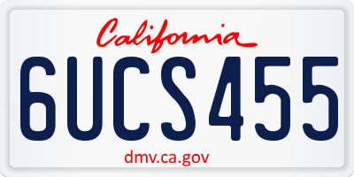 CA license plate 6UCS455