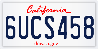 CA license plate 6UCS458