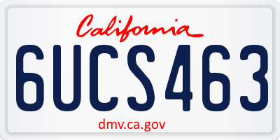 CA license plate 6UCS463