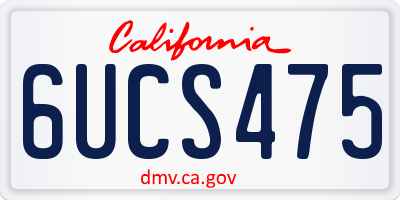 CA license plate 6UCS475