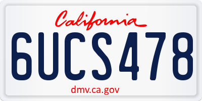 CA license plate 6UCS478