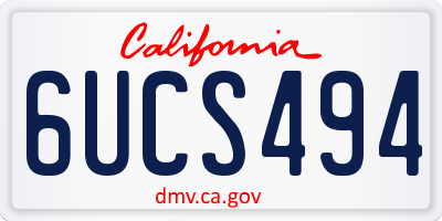 CA license plate 6UCS494