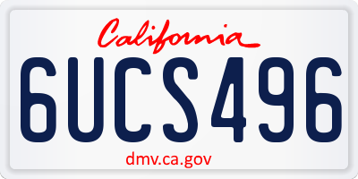 CA license plate 6UCS496