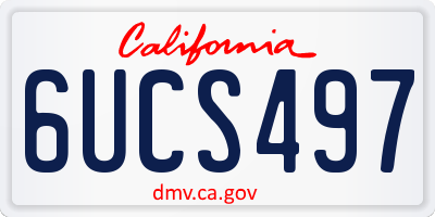 CA license plate 6UCS497