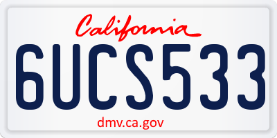 CA license plate 6UCS533