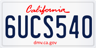 CA license plate 6UCS540