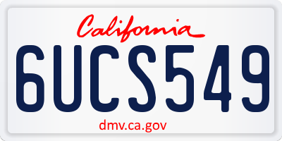 CA license plate 6UCS549