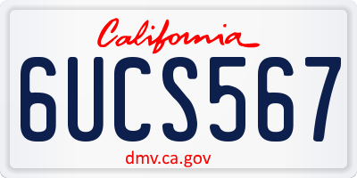 CA license plate 6UCS567