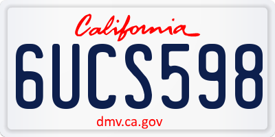 CA license plate 6UCS598