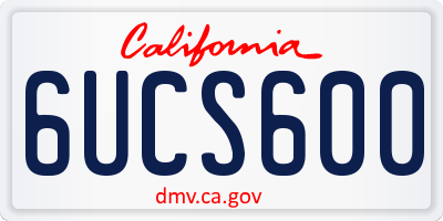 CA license plate 6UCS600