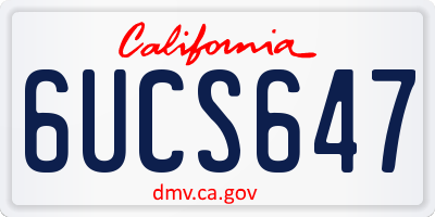 CA license plate 6UCS647
