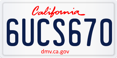 CA license plate 6UCS670
