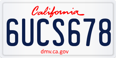 CA license plate 6UCS678