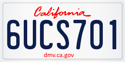 CA license plate 6UCS701