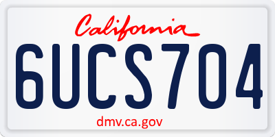 CA license plate 6UCS704