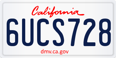 CA license plate 6UCS728
