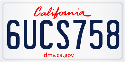 CA license plate 6UCS758
