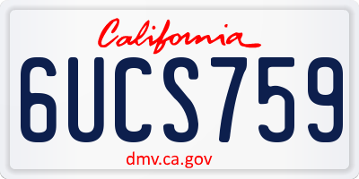 CA license plate 6UCS759