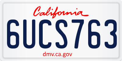 CA license plate 6UCS763