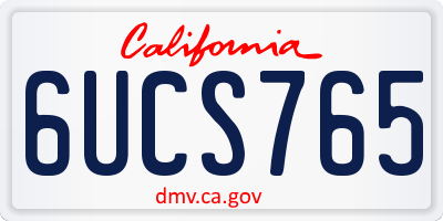 CA license plate 6UCS765