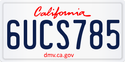 CA license plate 6UCS785