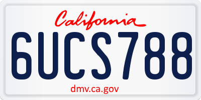 CA license plate 6UCS788
