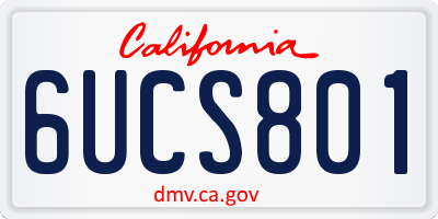 CA license plate 6UCS801