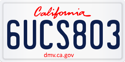 CA license plate 6UCS803