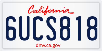 CA license plate 6UCS818