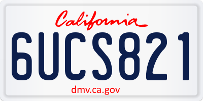 CA license plate 6UCS821