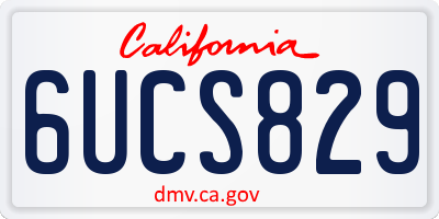 CA license plate 6UCS829
