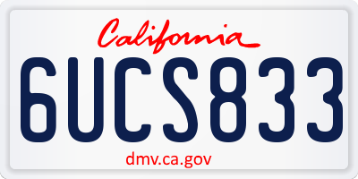 CA license plate 6UCS833