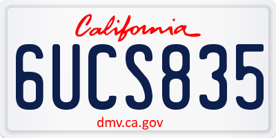 CA license plate 6UCS835