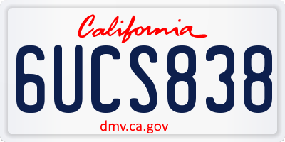 CA license plate 6UCS838