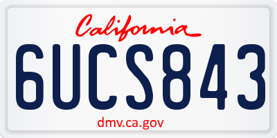 CA license plate 6UCS843