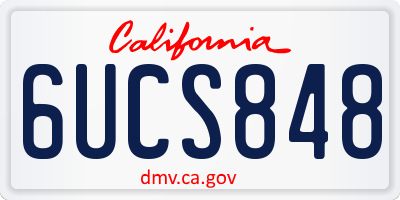 CA license plate 6UCS848