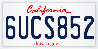 CA license plate 6UCS852