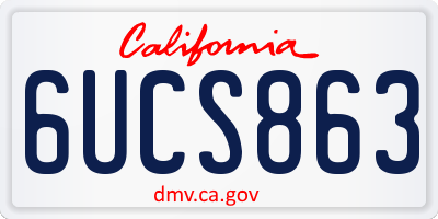 CA license plate 6UCS863