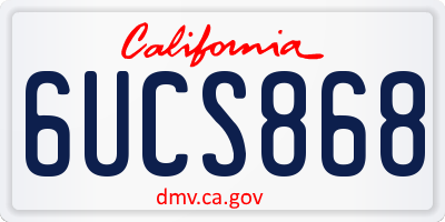 CA license plate 6UCS868