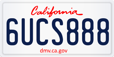 CA license plate 6UCS888