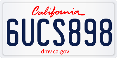 CA license plate 6UCS898
