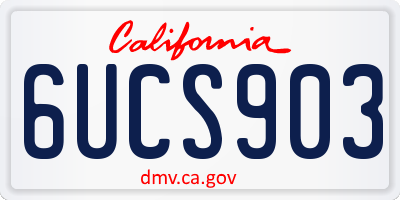 CA license plate 6UCS903